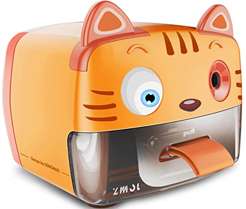 ZMOL Plug-in Pencil Sharpener for No.2 and Colored Pencils,Cute Heavy Duty | Auto Stop, Animal-Style Housing for Kids, 3 Adjustable Modes,Large Shavings Bin for Home/Classroom/School - color: Yellow