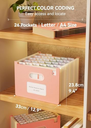EcoStash 26 포켓 아코디언 파일 오거나이저, 밀짚 파일 폴더, 업라이트 및 오픈 탑, A-Z 지폐 영수증 오거나이저, 100% BPA 프리, 자연으로 돌아가기, 건강한 생활, 레터/A4 사이즈 - 2팩 - color: Bule Pink, size: 26 Pockets