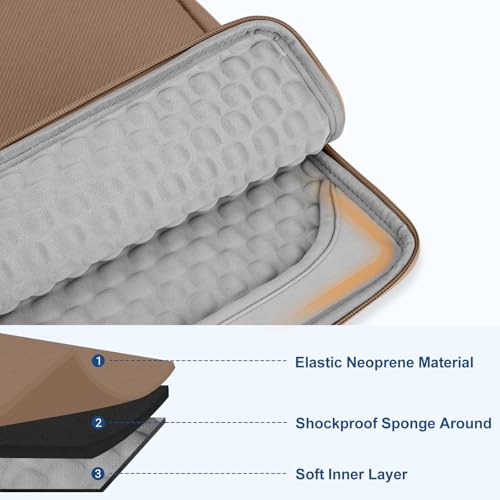 MOSISO Laptop Case 13.3 inch, 13.3 inch Laptop Sleeve with Handle | Compatible with MacBook Air/Pro 13/Pro 14, HP Dell ASUS Lenovo, Polyester Multifunctional Computer Bag, Brown - color: Brown, size: 13.3 inch