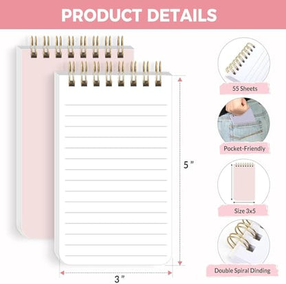 SKYDUE Small Notebooks, Cute 3x5 Pocket Notepads, Mini Spiral Notebook with Lined Pages Nursing School Essentials, School Office Supplies Set Of 8 - color: Pastel Color