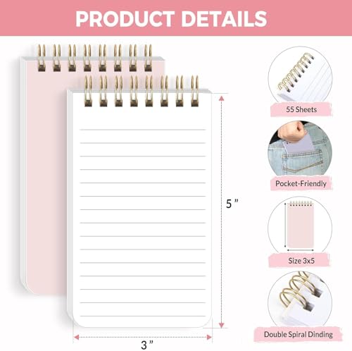 SKYDUE Small Notebooks, Cute 3x5 Pocket Notepads, Mini Spiral Notebook with Lined Pages Nursing School Essentials, School Office Supplies Set Of 8 - color: Pastel Color