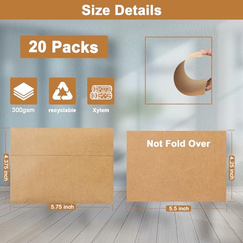 Silunkia Brown Blank Thank You Cards and Envelopes 4.25 x 5.5 Heavyweight Flat Cardstock and A2 Envelopes Printable Self Seal 20 Packs for Wedding Invitations, Party, Graduations - color: Brown, size: 4.25x5.5-20pcs