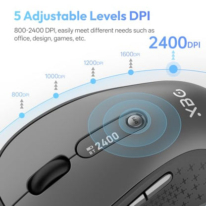 XBG B15pro Wireless Bluetooth Mouse, Bluetooth 5.0/4.0 & 2.4G Tri-Mode, Type-C Rechargeable with LED Screen Display, Ergonomic Silent Click for Laptop/PC/Tablet, Multi-Device & Office Use - style: B15 Pro-Black