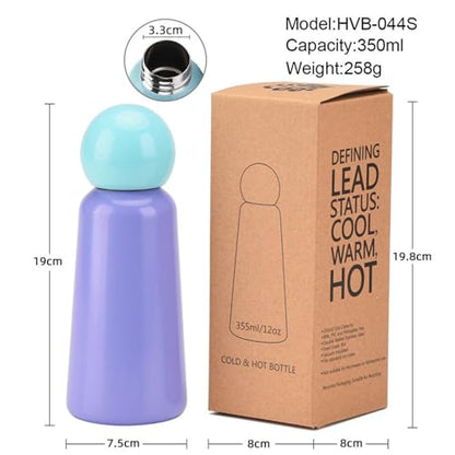 350ML/12oz Creative and Cute Stainless Steel Insulated Cup, Student Portable Outdoor Sports Water Bottle - Blue Edition - 350ML - color: Azure Style