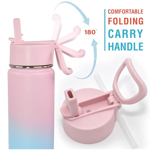 CHILLOUT LIFE 22oz Insulated Stainless Steel Water Bottle with Leak Proof Straw Lid & 144 Stickers - color: Cotton Candy, style: 22 oz