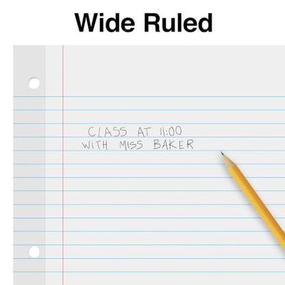 Staples Wide Ruled Filler Paper, 8" x 10.5", White, 100 Sheets/Pack, 3/Pack