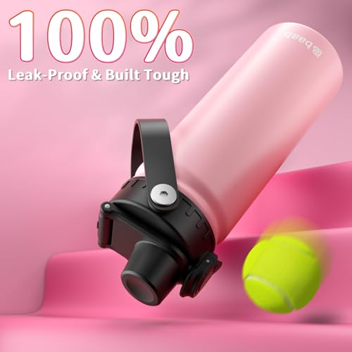 baab 18oz Kids Water Bottle, Insulated Kids Water Bottle with Lockable Spout Lid & Stickers, 18/8 Stainless Steel Vacuum Leakproof Kid Water Cup for Boy Girl School (Pink+Mint Green, 2 Pack) - color: Pink+Mint Green, size: 18 Ounces