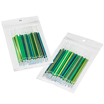 OfficeGoods Gel Pen Refills - 24 Individual Colors - Fits Most Gel Pens - Fast Drying Ink - Perfect for Artists, Adult & Kids Coloring Books, Mandalas, Nature - 2 Pack - Greens - color: Green Only