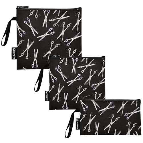 Reusable Food Storage Bags Hair Stylist Hairdressing Scissors Print 3 Pack Set Lunch Bag Compact Sandwich Snack Bag Small Medium Large for Lunch, Travel & Organization - color: Bag 17