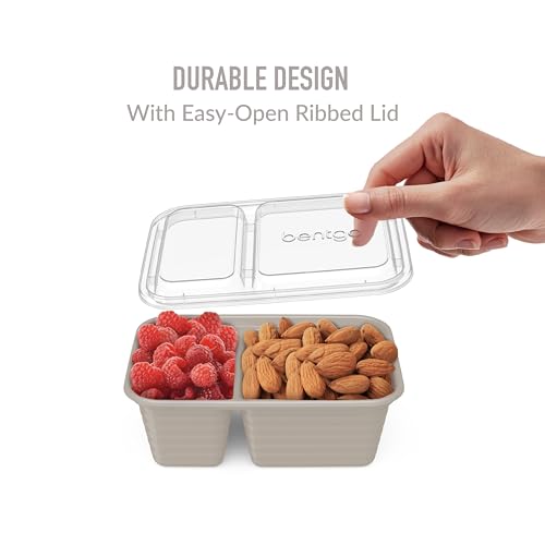 Bentgo Prep - 2-Compartment Snack Containers with Lids - Reusable, Microwaveable, Durable, PFAS & BPA-Free, Freezer and Dishwasher-Safe Meal Prep Food Storage - 10 Trays & 10 Lids (Clay) - color: Clay