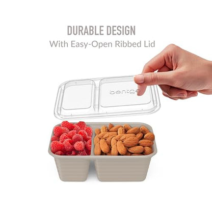 Bentgo Prep - 2-Compartment Snack Containers with Lids - Reusable, Microwaveable, Durable, PFAS & BPA-Free, Freezer and Dishwasher-Safe Meal Prep Food Storage - 10 Trays & 10 Lids (Clay) - color: Clay