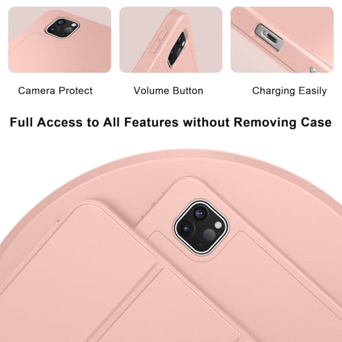 ZryXal iPad Pro 11 Inch Case (M5) 2025/ (M4) 2024 (Model: A2836/A2837/A3006), Trifold Stand Smart Cover with Pencil Holder and Soft TPU Back, Auto Wake/Sleep (Rose Gold) - color: Rose Gold