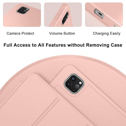 ZryXal iPad Pro 11 Inch Case (M5) 2025/ (M4) 2024 (Model: A2836/A2837/A3006), Trifold Stand Smart Cover with Pencil Holder and Soft TPU Back, Auto Wake/Sleep (Rose Gold) - color: Rose Gold