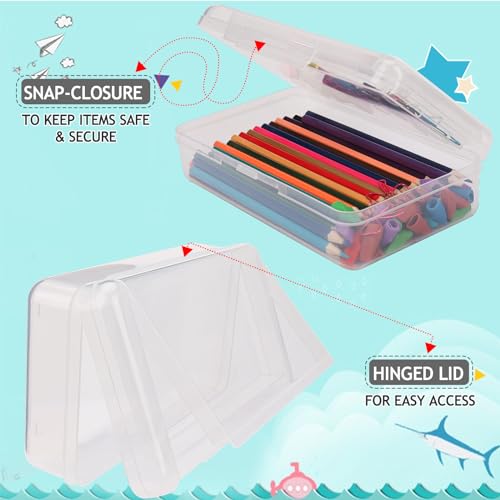SFLHHDM Large Pencil Box, Double Layer Capacity Pencils Holders, Clear Hard Pen Case with Snap-tight Lid, Plastic Pencil Case for Office School, Pen Boxes Storage School Box (Transparent-1pcs) - color: Transparent-1pcs