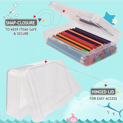 SFLHHDM Large Pencil Box, Double Layer Capacity Pencils Holders, Clear Hard Pen Case with Snap-tight Lid, Plastic Pencil Case for Office School, Pen Boxes Storage School Box (Transparent-1pcs) - color: Transparent-1pcs