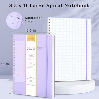 Yoment Graph Paper Notebook Spiral Notebook 8.5 x 11 A4 Large Grid Paper Notebooks, 100 GSM Thick Graph Paper, Plastic Cover Graphing Notebook for Work School Engineering, A4 Purple - color: Purple, style: E - Graph - A4