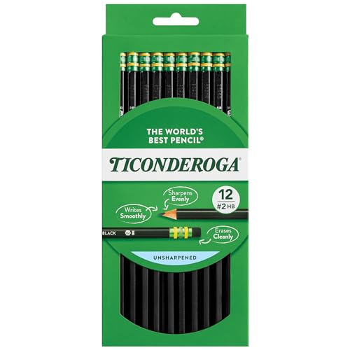 Ticonderoga Pencils, Wood-Cased Graphite, #2 HB Soft, Black (13953) (Pack of 72, 864 Count Total) - size: 12 Count (Pack of 72)