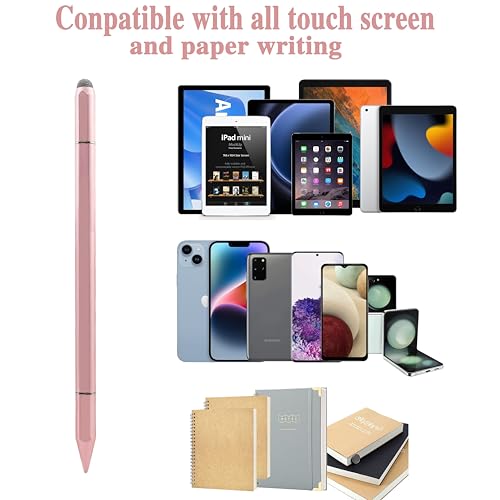 3 in 1 Universal Stylus Pen for Touchscreen,High Sensitivity & Precision Capacitive Stylus Pen for iPad Suitable for All Touch Screens of Nintendo Switch/iPhone/iPad/Android/Samsung/Tablets-Pink - color: Pink