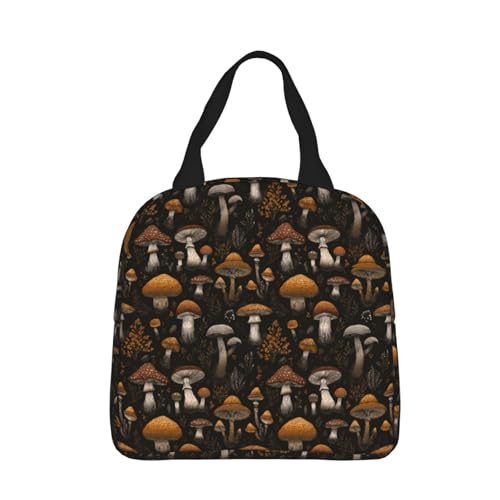 Insulated Lunch Bag Vintage Mushroom Leaf, Leakproof Lunch Tote for Work School, Reusable Lunch Box Cooler for Adults Students, Compact Lunch Bag for Office College Picnic - color: C07