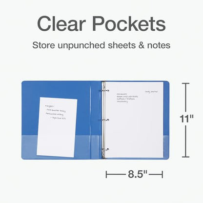 Oxford 1 Inch Binder, Durable 3 Ring 1 Inch with View Cover, XtraLife Hinge, Non-Stick PVC-Free, Blue, 225-Sheet Capacity, Single Binder (1017670) - color: Blue, size: 1 Inch