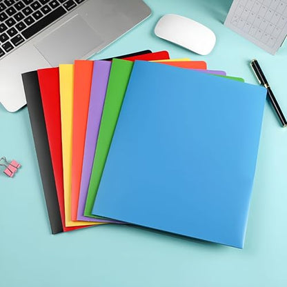 3 Pcs Plastic Folders with Pockets No Prongs, Letter Size Paper Folder Set | Waterproof scratch resistant matrix, Dual interior protective flaps, Easily wiped clean
