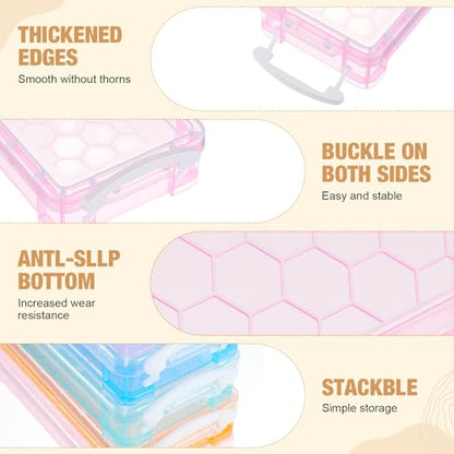 Gueevin 24 Pcs Large Capacity Plastic Pencil Box Clear Plastic Pencil Case Crayon Box with Snap Tight Lid Watercolor Pen Storage Brush Organizer Drawing Tools Container (Macaron) - color: Macaron