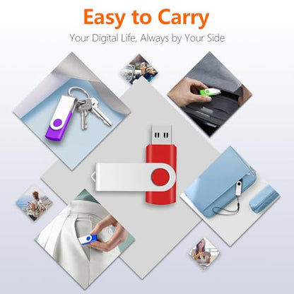 16GB USB Flash Drives Bulk 50 Pack, AreTop USB 2.0 Thumb Drive Bulk | 16GB USB Storage with 50 Pcs Lanyards and Labels, Memory Stick Indicator Design for Data Transfer and Backup - size: 16GB, style: 50PCS