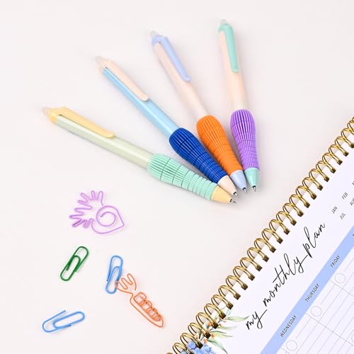 Temiary 8 Pcs Retractable Erasable Gel Pens & 10Pcs Extra Refills, Gel Ink Pen with Eraser, Fine Point 0.5mm Smooth Writing for Office School Supplies (Blue Ink)