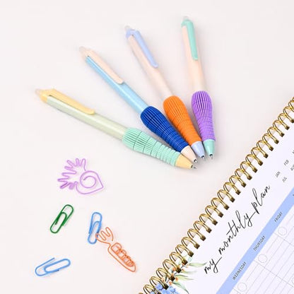Temiary 8 Pcs Retractable Erasable Gel Pens & 10Pcs Extra Refills, Gel Ink Pen with Eraser, Fine Point 0.5mm Smooth Writing for Office School Supplies (Blue Ink)