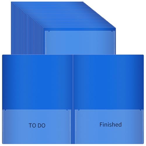 30 Pcs to Do and Finished Folder Homework Folders with Clear Front Pockets, 2-Pocket Parent Teacher Communication Folder Classroom Folder Take Home Plastic Folders for Kid Student ﻿ (30, Blue)