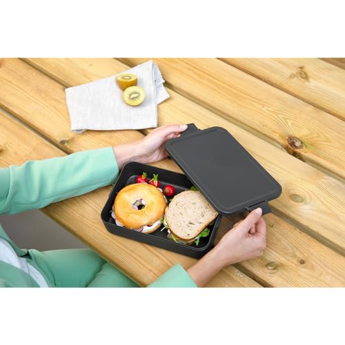 Brabantia Make & Take Large Lunch Box (Dark Gray) BPA-Free, Airtight Snap Locks, Microwave & Freezer Safe, Travel Meal Prep Container, 68oz - color: Dark Gray, style: Large Lunch Box
