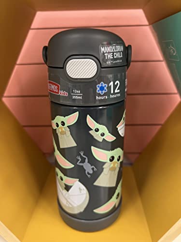 THERMOS FUNTAINER Water Bottle with Straw - 12 Ounce - Kids Stainless Steel Vacuum Insulated Water Bottle with Lid, Mandalorian - color: Mandalorian