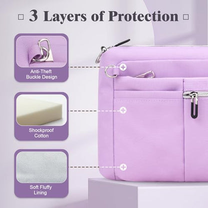 TiMOVO 9-11" Anti-Theft Tablet Sleeve with Strap for iPad, Purple | Anti-Theft Design Tablet Bag with Shoulder Strap, Fits iPad 10.9"/10.2", Air 11/5th/4th Gen 10.9", Galaxy Tab A9+ 11" - color: Purple