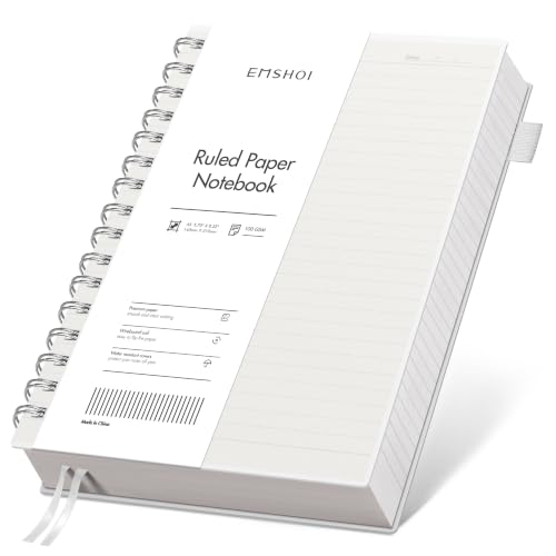 EMSHOI Lined Spiral Journal Notebook, 300 Pages, A5 Size (5.7'' x 8.2'') | College Ruled, 100 GSM Thick Paper, Flexible Plastic Cover, for School, Writing, Work, Office & Journaling (Transparent) - color: Transparent, size: A5