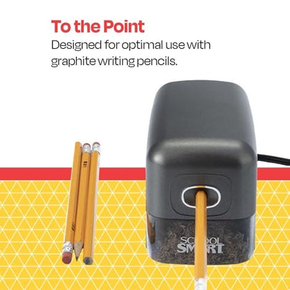 School Smart Electric Pencil Sharpener, 5-1/2 x 3-3/4 x 7-3/4 Inches