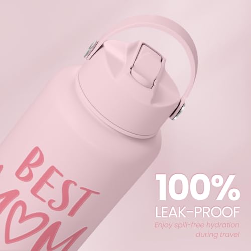 SANDJEST Mom Water Bottle, Best Mom Ever Bottles 32oz Stainless Steel Insulated with Lid, Gifts for Moms from Daughter Son, Gifts for Mother's Day Christmas Birthday - color: Mom 2