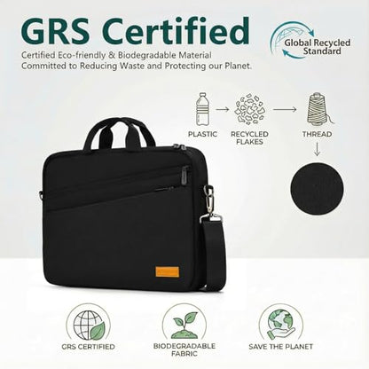 bagasin 15 15.6 16 inch Laptop Computer PC Shoulder Bag Carrying Case, Water-Repellent Fabric Briefcase, Lightweight Toploader, Business Casual or School - color: Black, size: 15-16