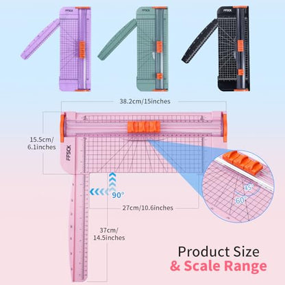 A4 Pink Paper Cutter Slider 12 Inch Titanium Straight Paper Trimmer, Paper Cutter for Classroom Scrapbooking Cutter, Papercraft Supplies - color: Pink