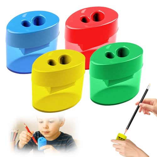 Pencil Sharpeners with Lid, Pencil Sharpeners Manual, Colored Handheld Sharpener Suitable for Kids Adults Students School Class Home Office (4*Ellipse) - color: 4*ellipse