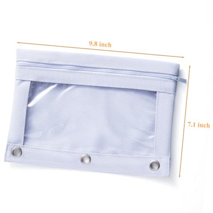 3 Ring Binder Pencil Pouch, Durable Pencil Case for School Supplies, Classroom Must Haves, 3-Hole Design Fits Binders, Zipper Closure, Ideal for Students/Back to School Light Blue - color: Light Blue