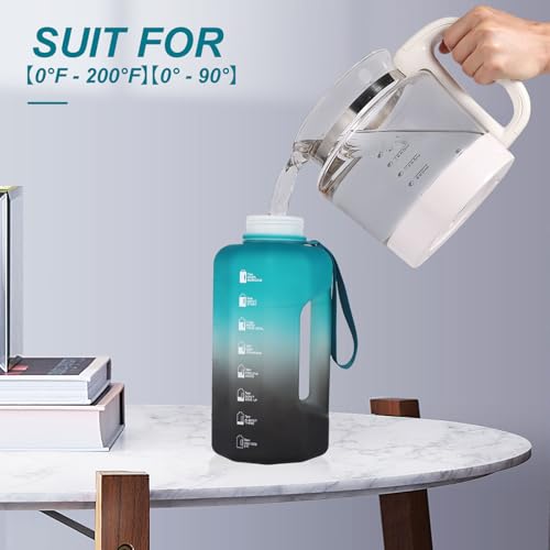 GEMFUL 3L and 2.2L Water Bottle with Handle Large Capacity Leakproof BPA-Free Time Marker Motivational Jug for Outdoor Camping Fitness Men & Women