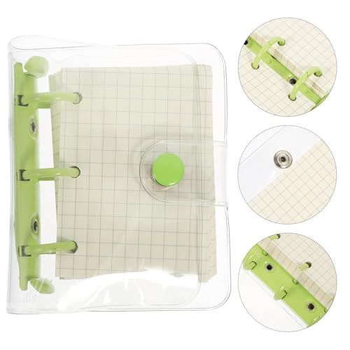 WOFASHPURET 3-ring Loose Leaf Notebook Small Notepad Creative Portable Mini Journal with Green Binder Cover for Office School and Personal Notes
