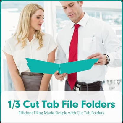 File Folder, PANDRI 120 Pack File Folder, 1/3 Cut Tab, Letter Size, Filing Folder for Office School Business, Aqua - color: Aqua