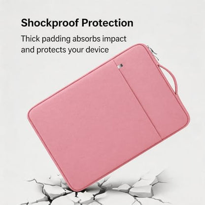 RAINYEAR 15.6 inch Laptop Sleeve Carrying Case with Handle & Pocket, Pink | Protective Padded Polyester Laptop Sleeve Case Briefcase Compatible with 15.6 Inch Notebook Computer Chromebook - color: Pink, size: 15.6"