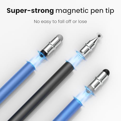 Stylus Pen for Touchscreen, 3-in-1 Magnetic Capacitive Stylus Pen, High Sensitivity Precision Stylus Suitable for IPad/Pro/Air/Mini, iPhone, Android Tablets, Samsung, All Touch Devices(Black/Blue) - color: Black/Blue