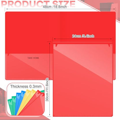 Henoyso 24 Pcs Folders with Pocket School to Home Folder Heavy Duty 2 Pocket Homework Folders with Clear Front Pockets for School Students Parent Teacher Communication (Red,Yellow,Blue,Green) - color: Red, Yellow, Blue, Green
