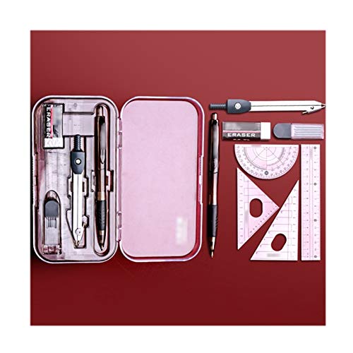 Circular Gauge Set 8 PCS Math Geometry Drawing Tools Student Supplies Metal Drafting Kits for Engineer Includes Bow Compass Eraser Rulers,Protractor Circle Gauge Set(B), 20010125