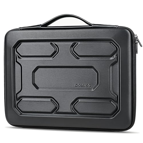 DOMISO 15.6 inch Laptop Sleeve with Handle Shockproof Computer Bag Waterproof EVA Protective Carrying Case for 15.6" Lenovo Yoga 720 IdeaPad 310 320 ThinkPad T570/Dell Inspiron 15/HP Envy 15, Black - color: Black, size: 15.6 inch