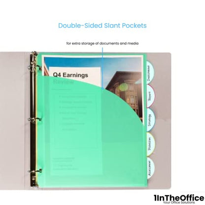 1InTheOffice 5 Tab Binder Dividers with Pockets and Tabs, Binder Dividers with Tabs and Pockets, 8.5x11 (2 Pack)