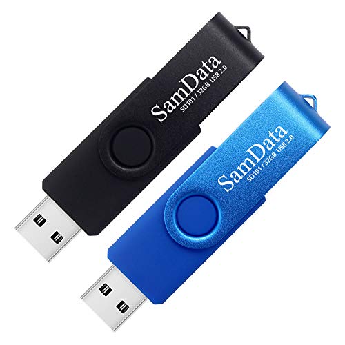 SamData 32GB USB Flash Drives 2 Pack 32GB Thumb Drives Memory Stick Jump Drive with LED Light for Storage and Backup (2 Colors: Black Blue) - color: Blue Black 32GB*2, size: 32GB
